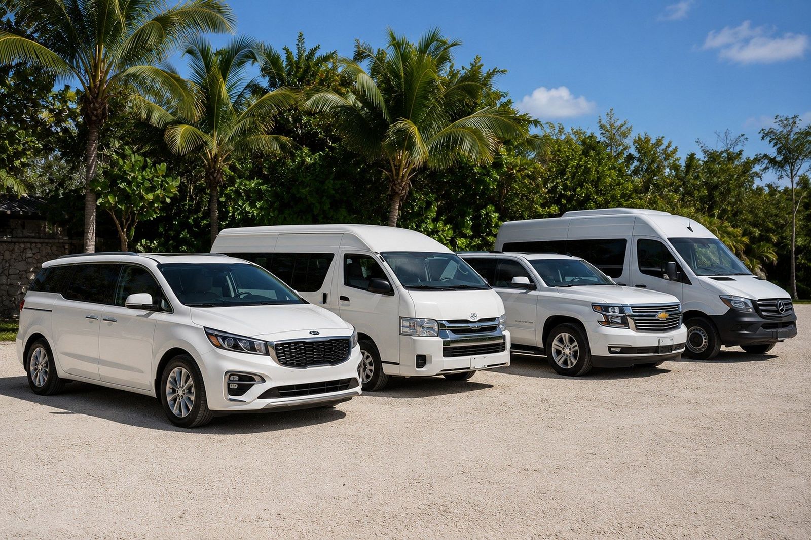 Private van driving the Riviera Maya coastal highway