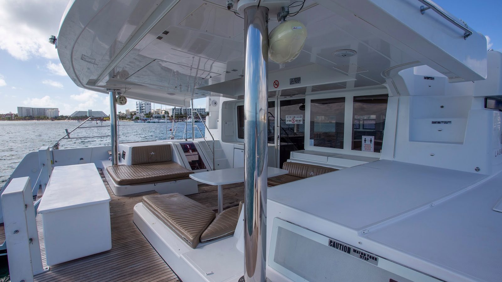 The shaded aft cockpit seen from the side deck