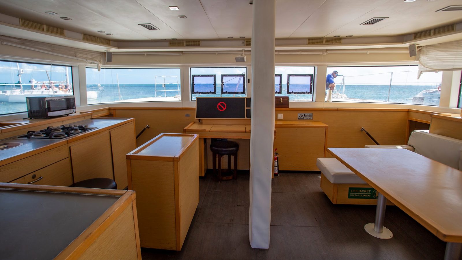 The bright salon with panoramic windows