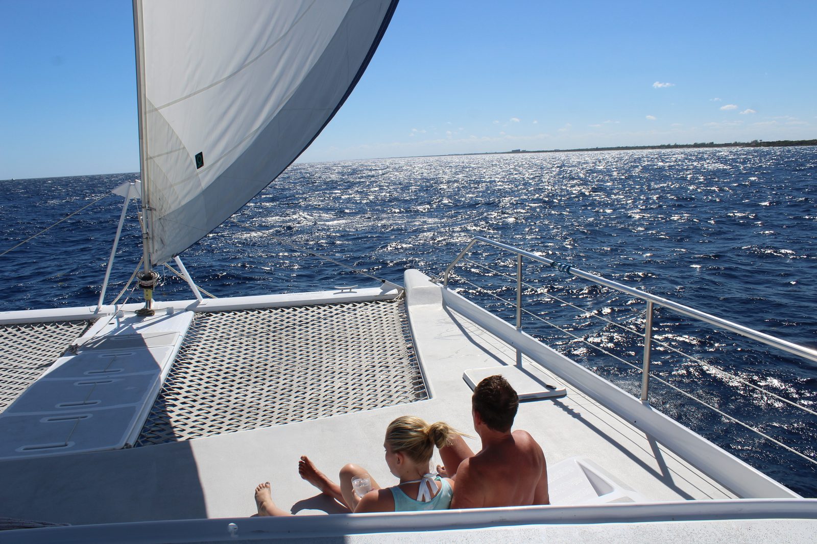 Sailing with the bow nets and open sea ahead