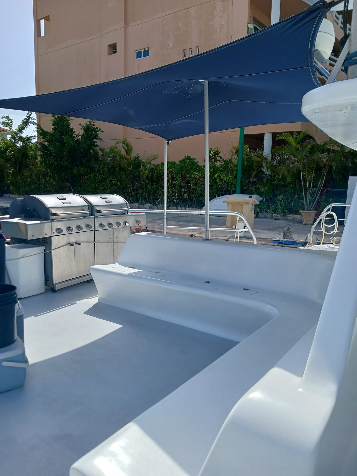 The two double grills under the shade canopy