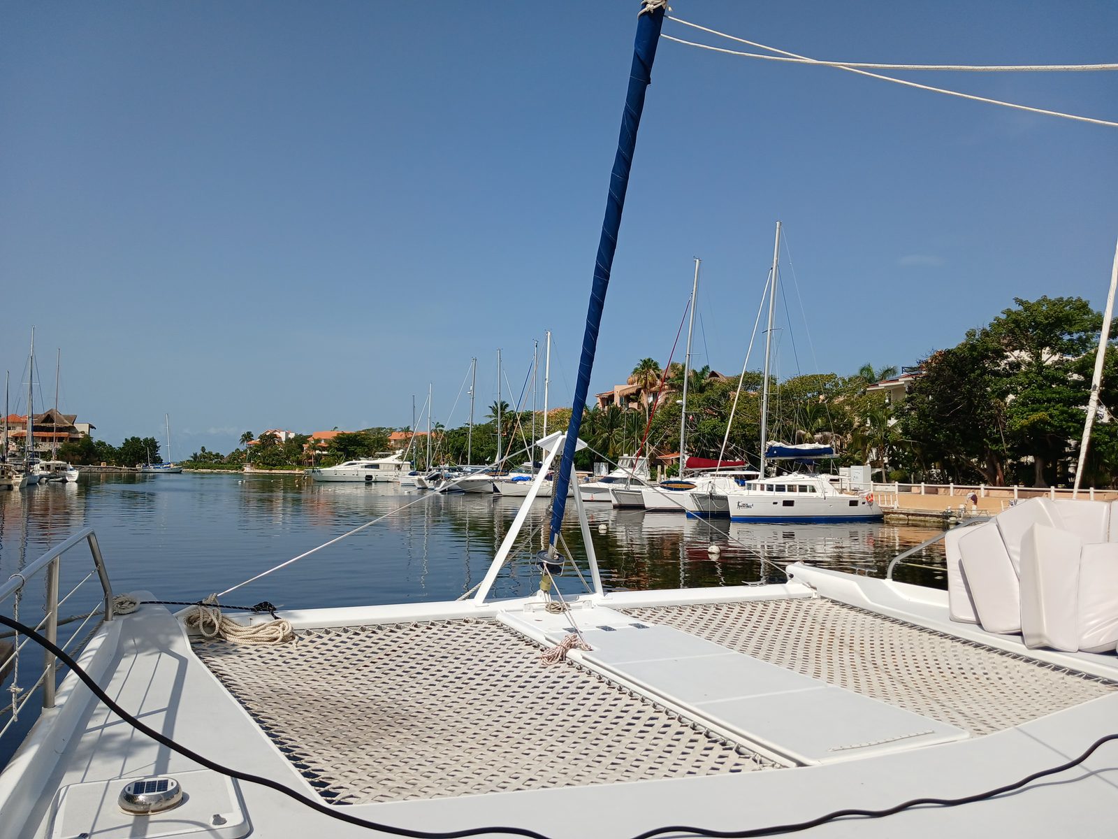 The bow nets at the marina, ready to sail
