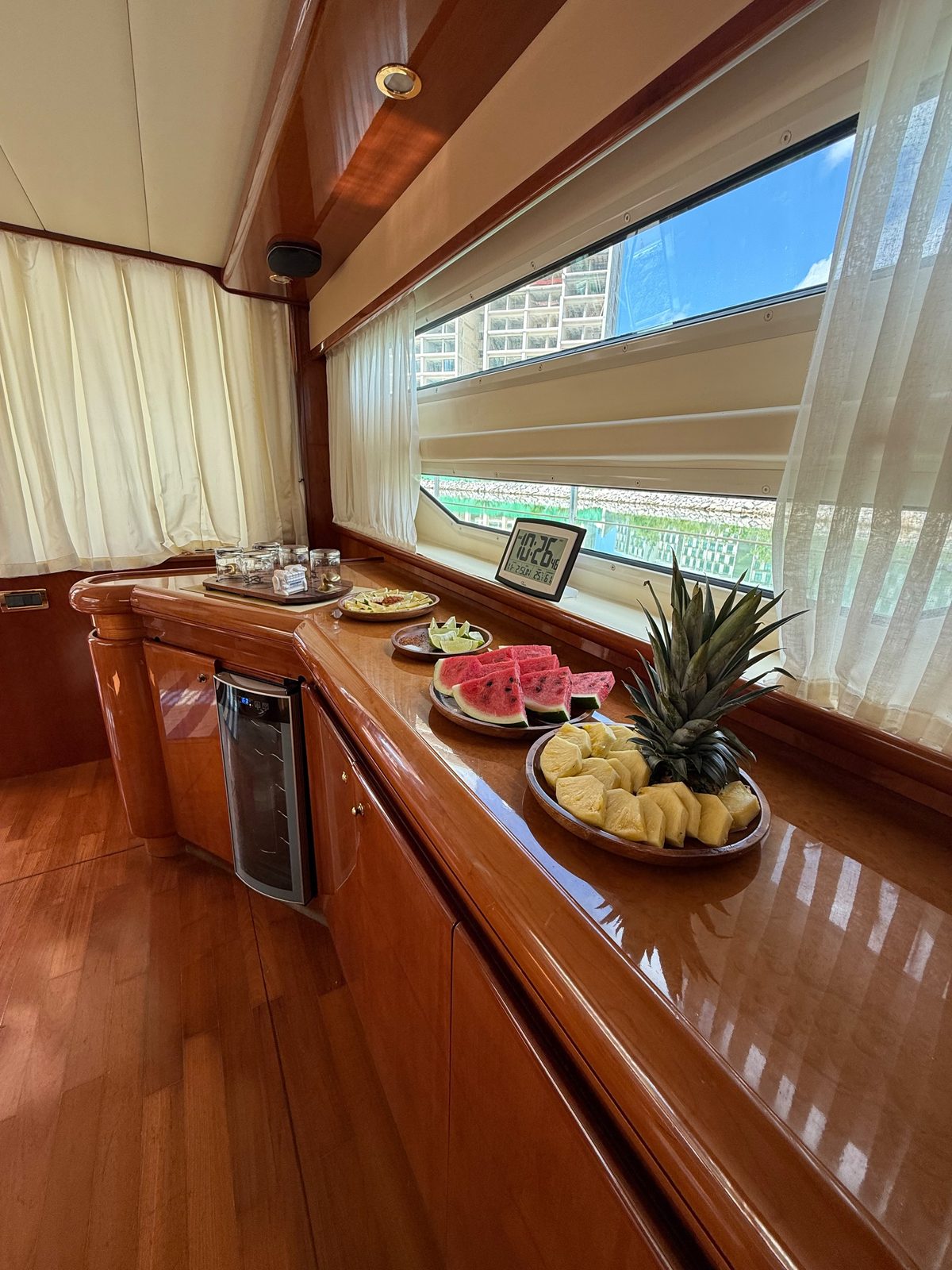 Fresh fruit served in the salon