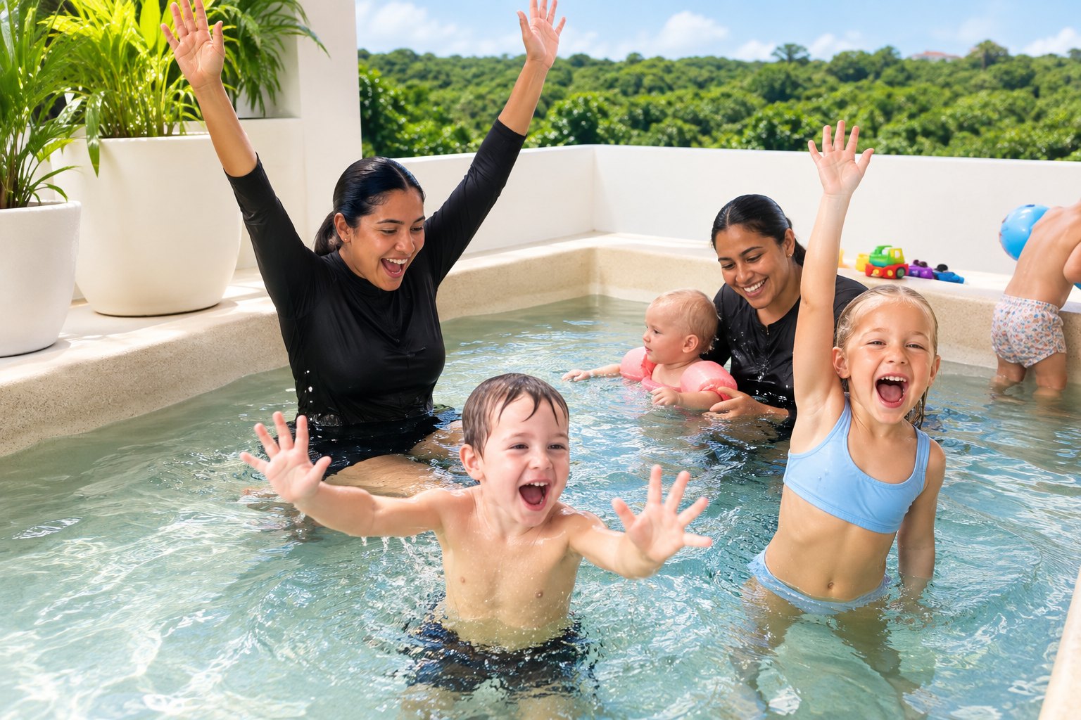 Pool afternoon with the sitter and the kids