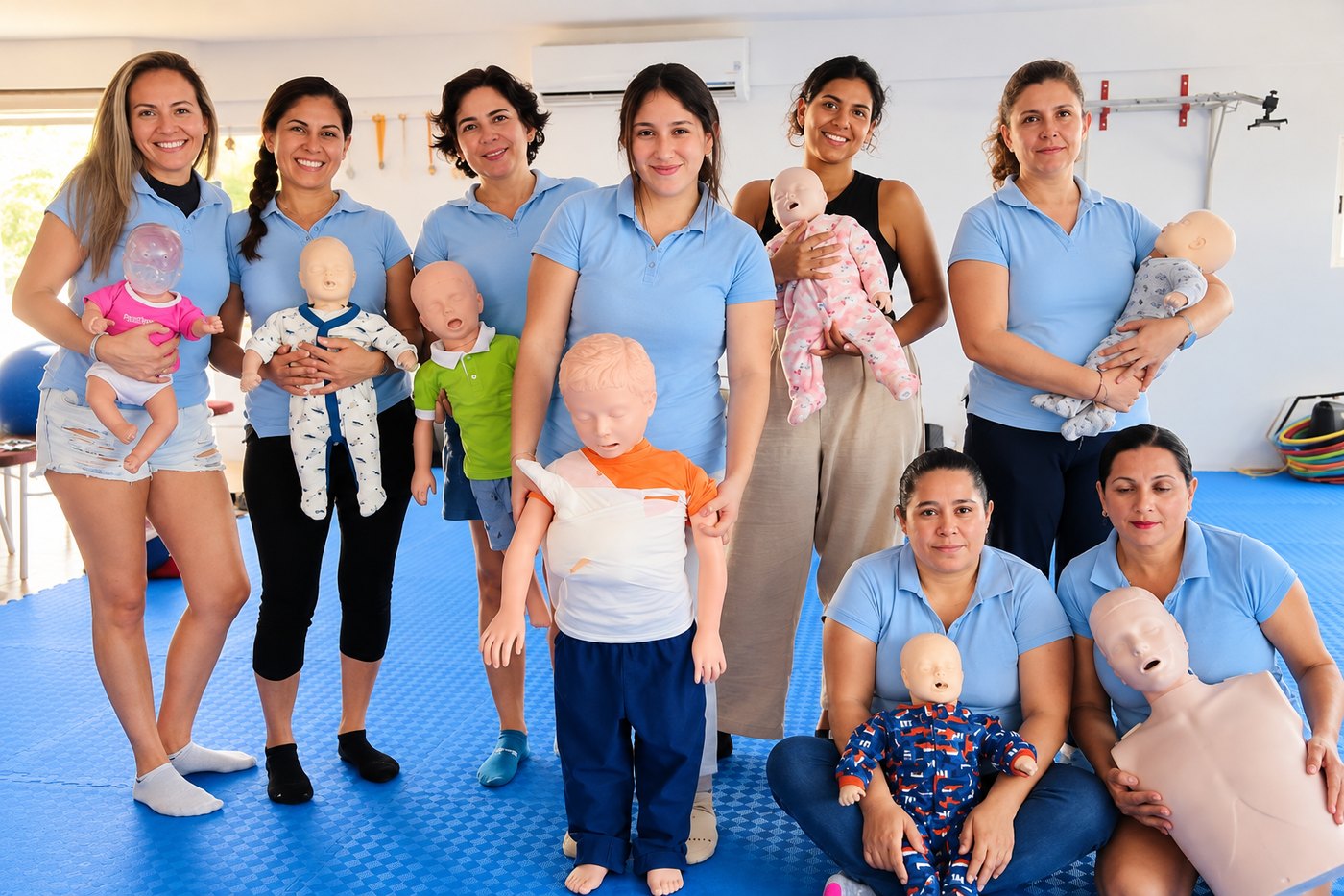 Caregivers during their childcare and first-aid training