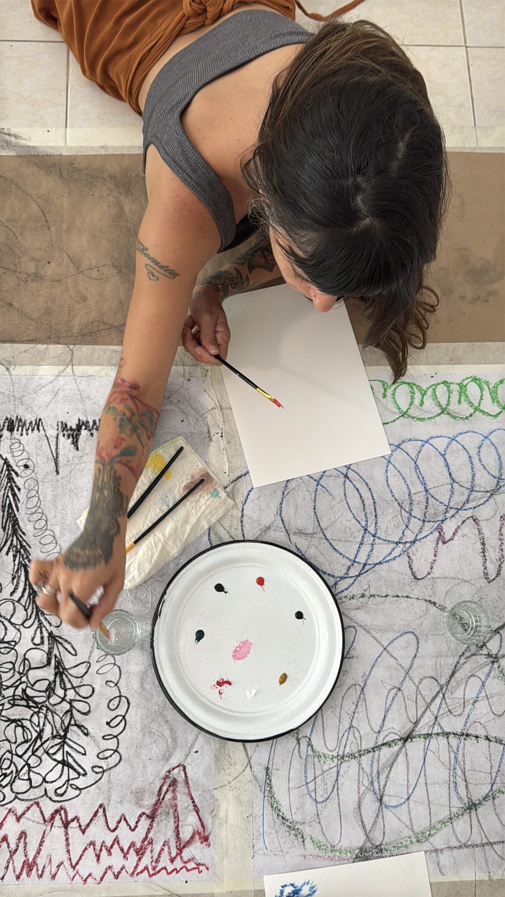 Watercolor after the charcoal