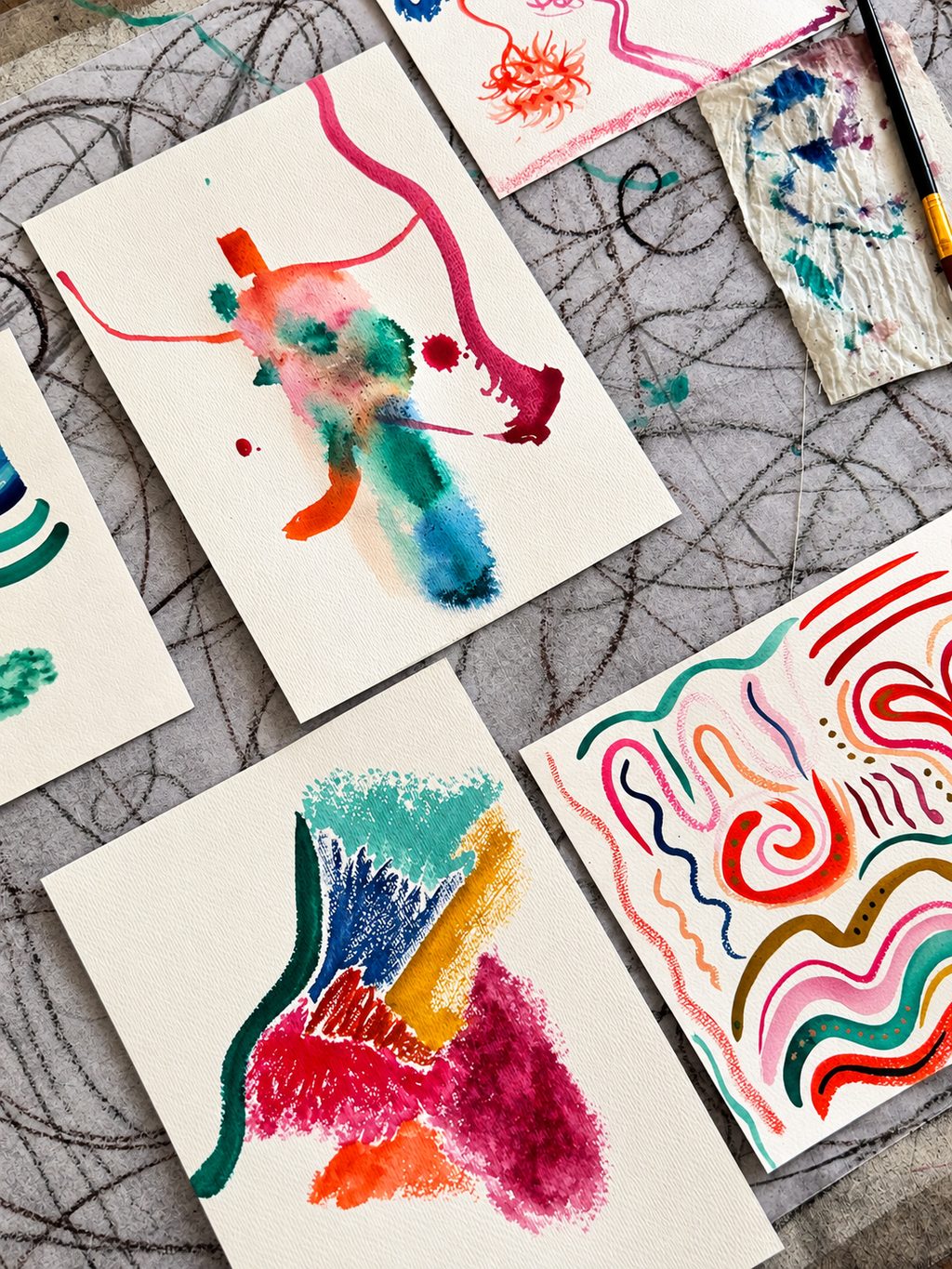 Watercolor pieces made during an encounter