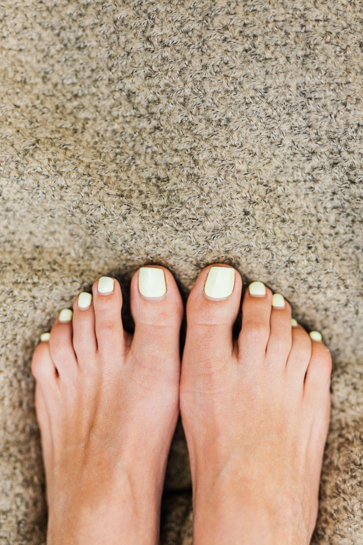 A pedicure finished on the stone terrace