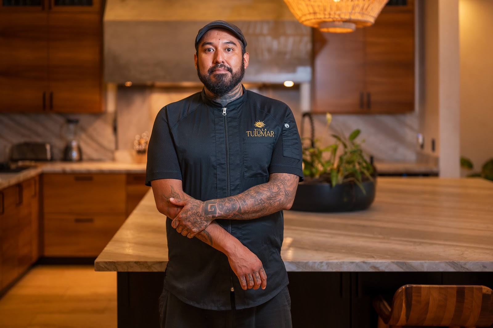 The chef ready in a villa kitchen