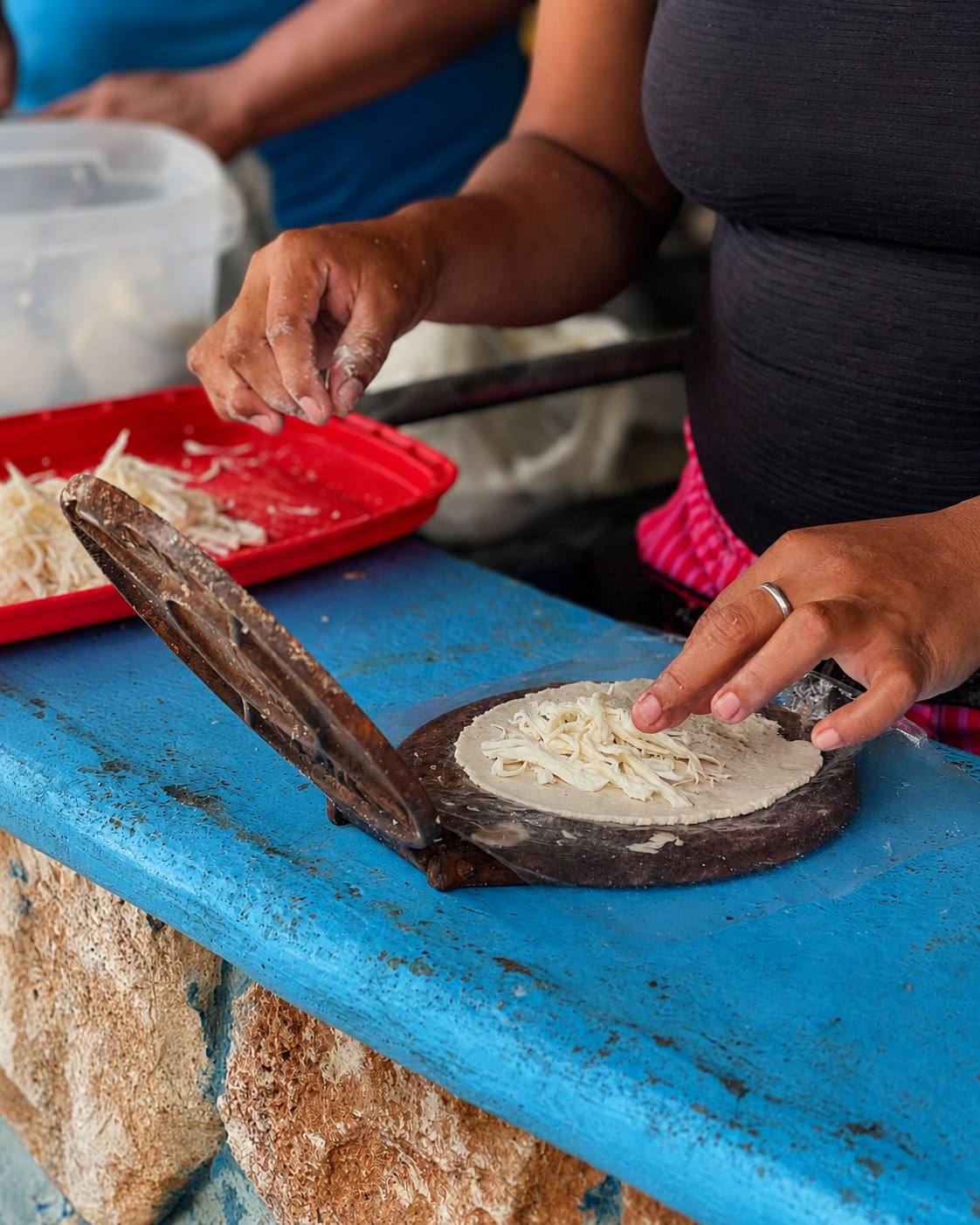 Hand-pressed tortillas made fresh on a traditional comal