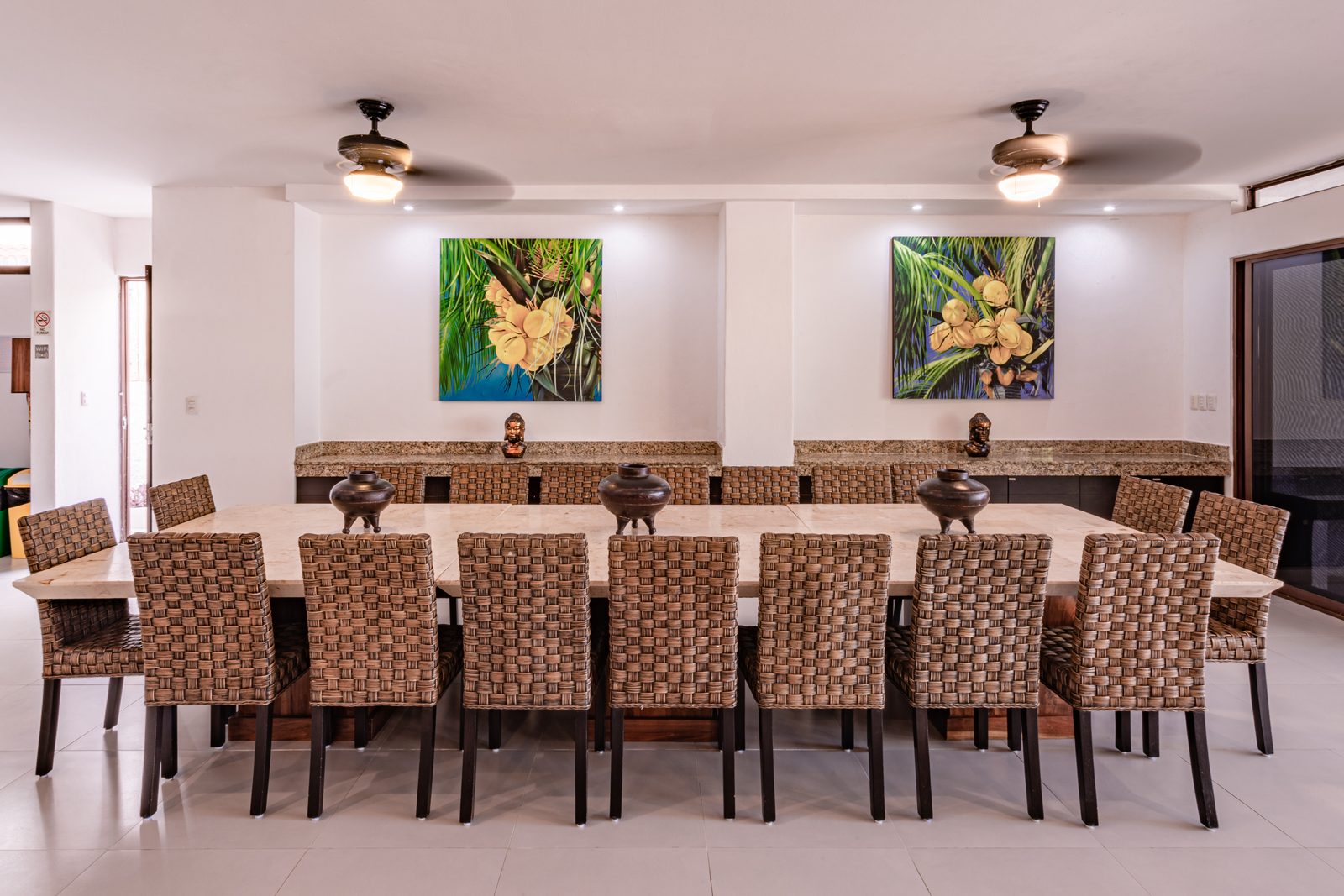 Dining room with a table for sixteen