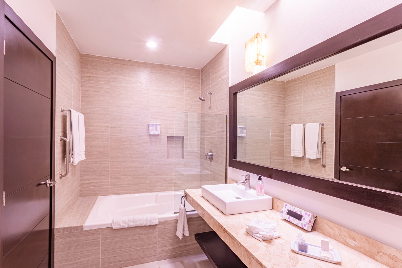 Bathroom with tub and shower