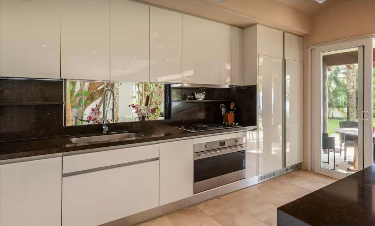 The modern kitchen with white cabinets