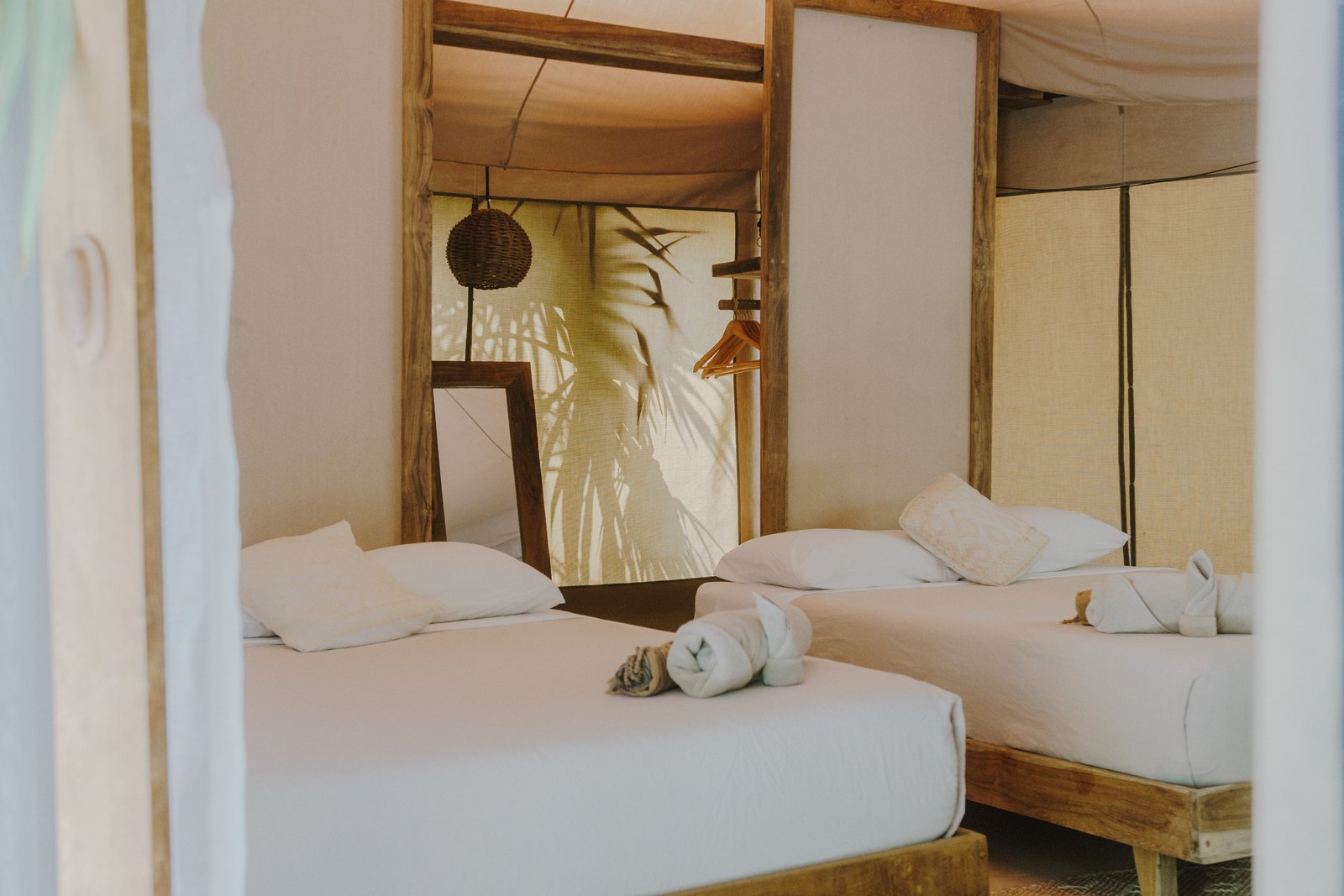 Natural light inside a safari tent
