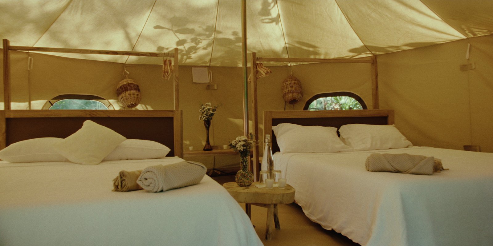The bell tent with two queen beds