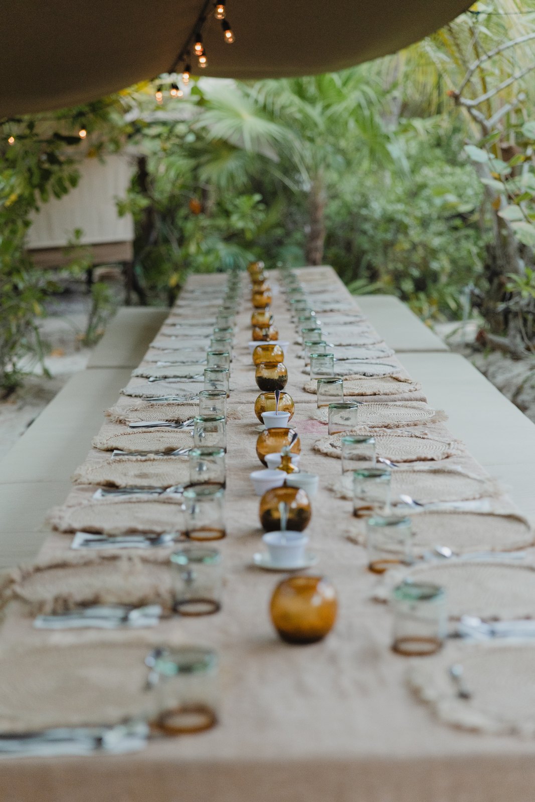 A long table set in the garden