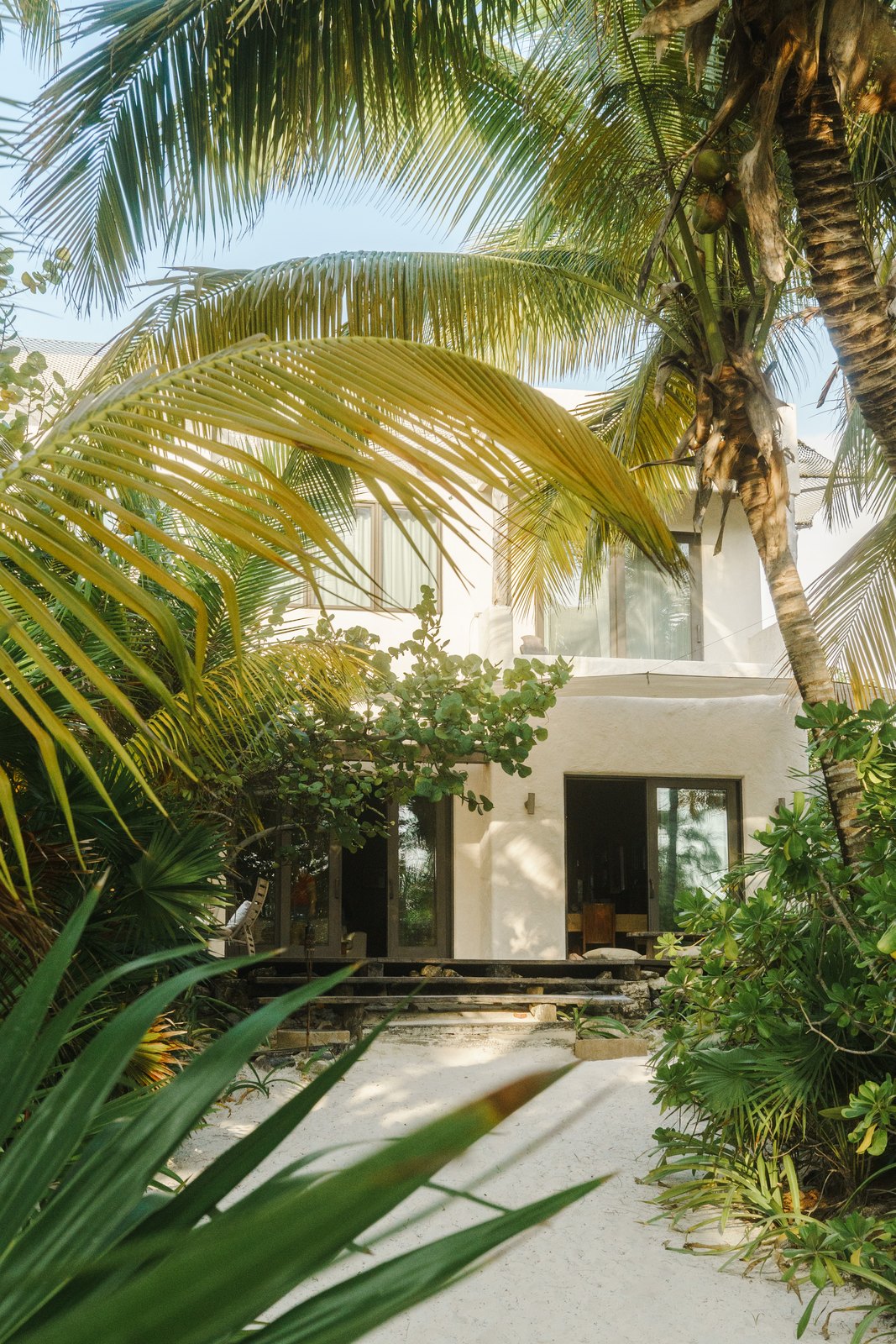 The main villa among palms and garden