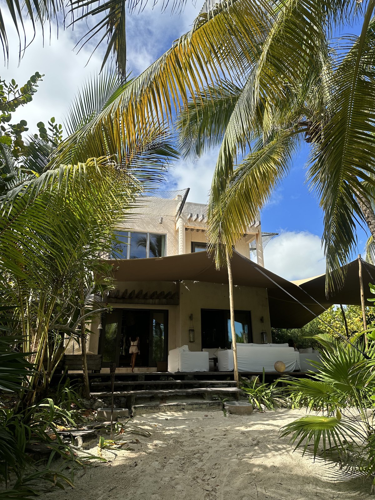 The back of the villa with its shaded terrace
