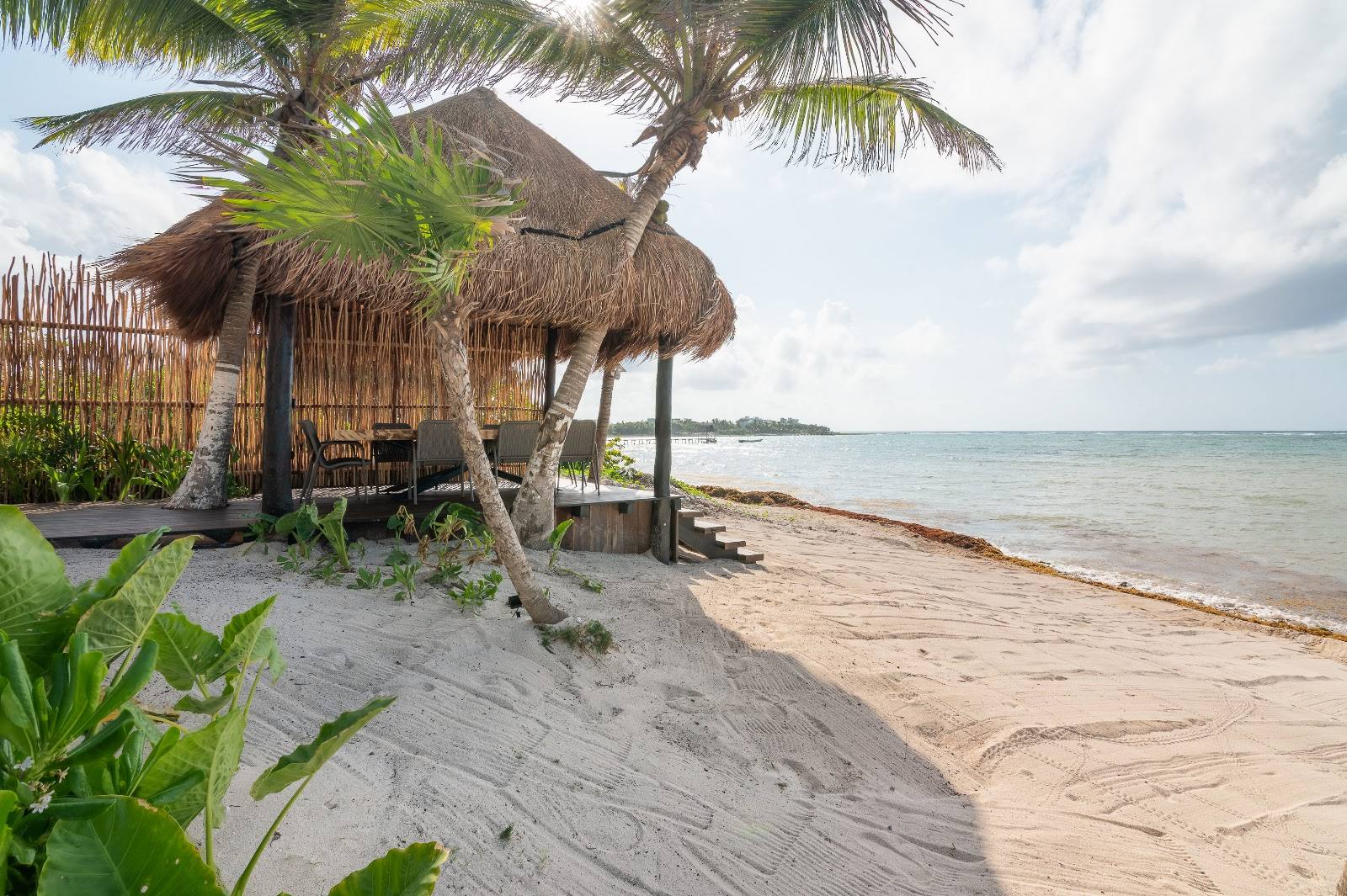 The beach palapa and the bay